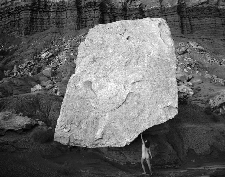 Self Portrait Holding Up Rock
